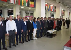 Singing the Turkish national anthem as the event was opened