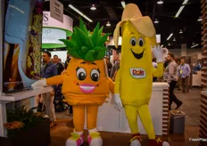 Mascots in the Dole booth.