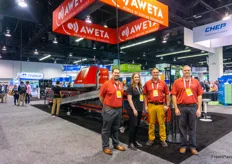Justin Seaford, Kelly Richert, David Mullenix and Justin Taylor with Aweta Americas, showing the ultravision camera system and InScan internal quality system, which enables packers to check brix, external quality and weight