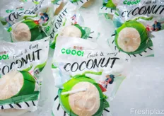 Fresh coconut water in the original coconut was a new trend at the show. This version is from Kingo Fruits under the brand name Cooo!.