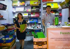 Jessica Jing and Jacob Wang from Forests Packaging, a packaging producer from China. The company has domestic sales and strong exports.